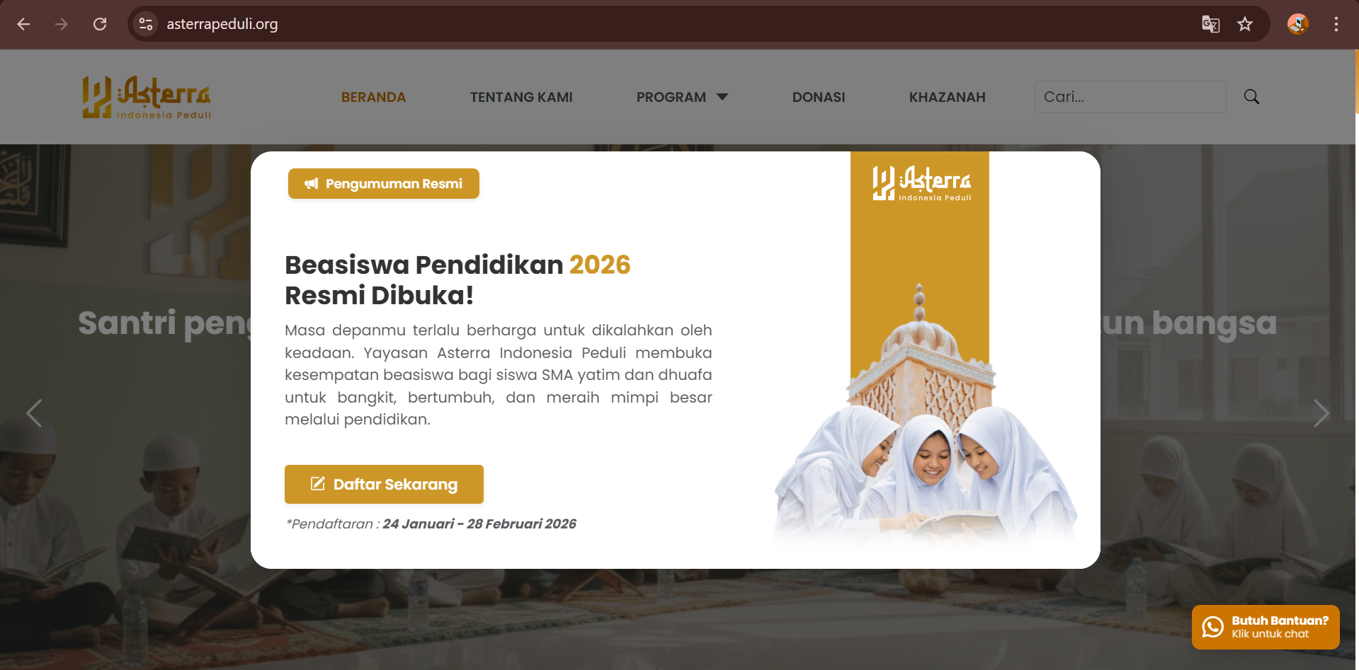 Website Asterra Peduli - Website Organisasi Non Profit